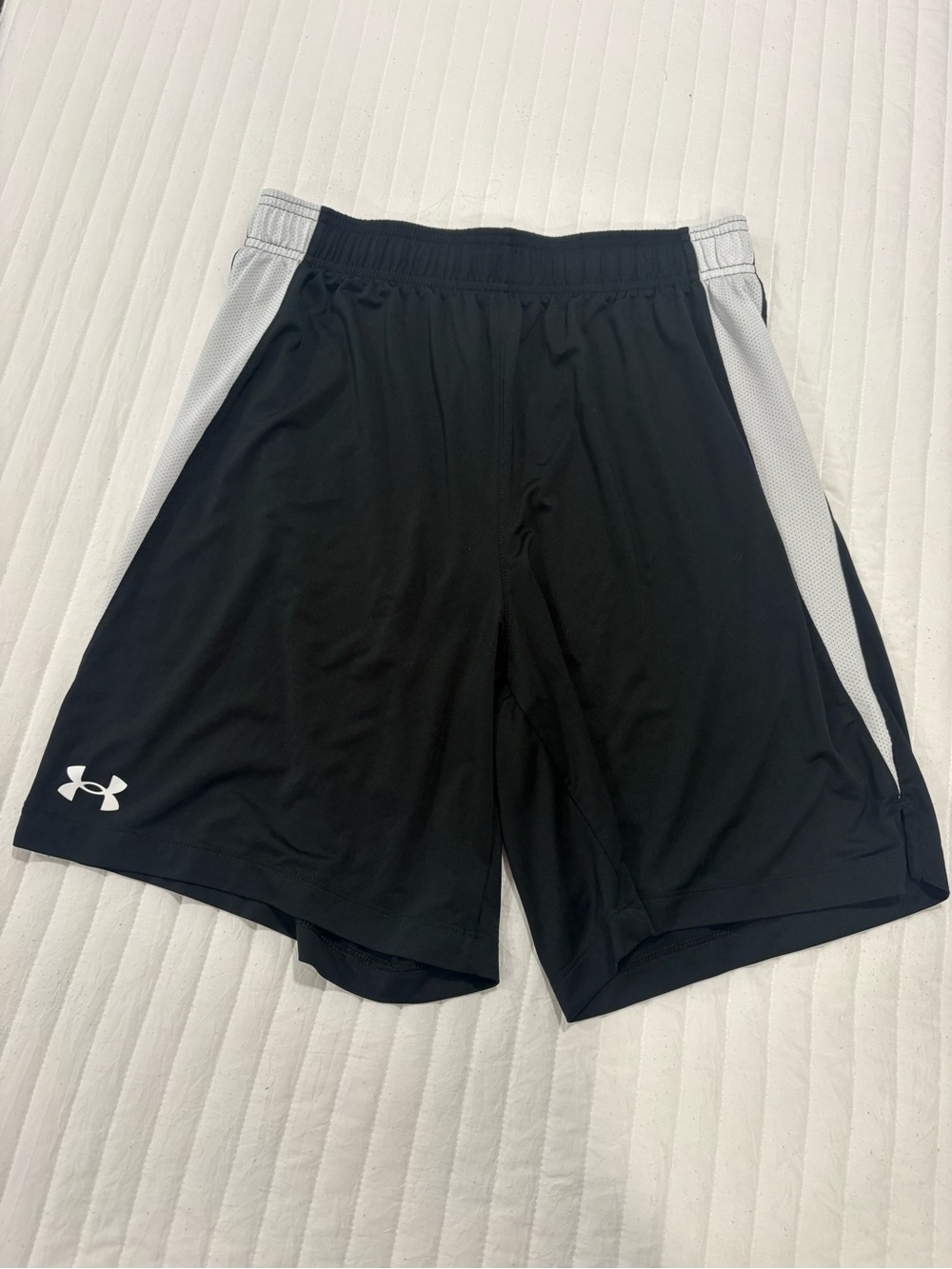 Under Armour Black Athletic Shorts with White Side Panels